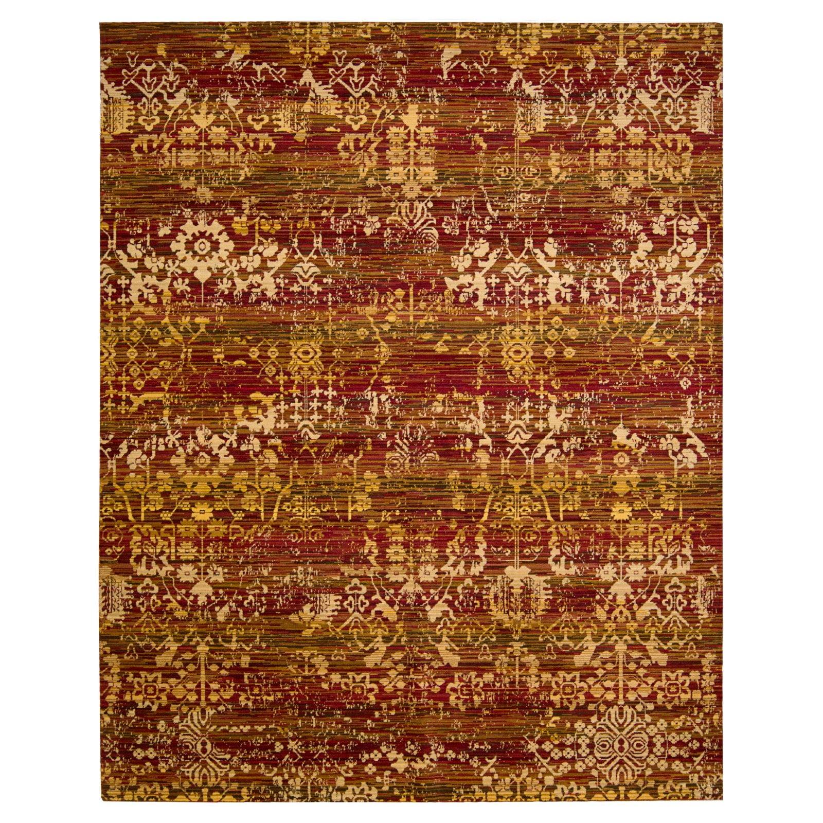 Medium Multicolor Wool and Synthetic Abstract Rectangular Rug