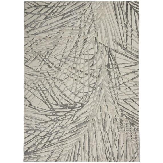 Nourison Rustic Textures Modern Palm Indoor Area Rug Ivory/Grey 3'11" x 5'11"