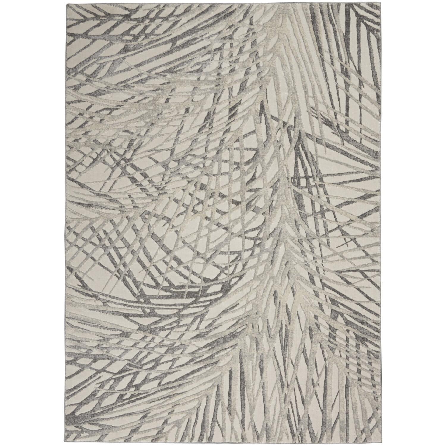 Ivory Abstract Synthetic 4' x 6' Easy Care Rug