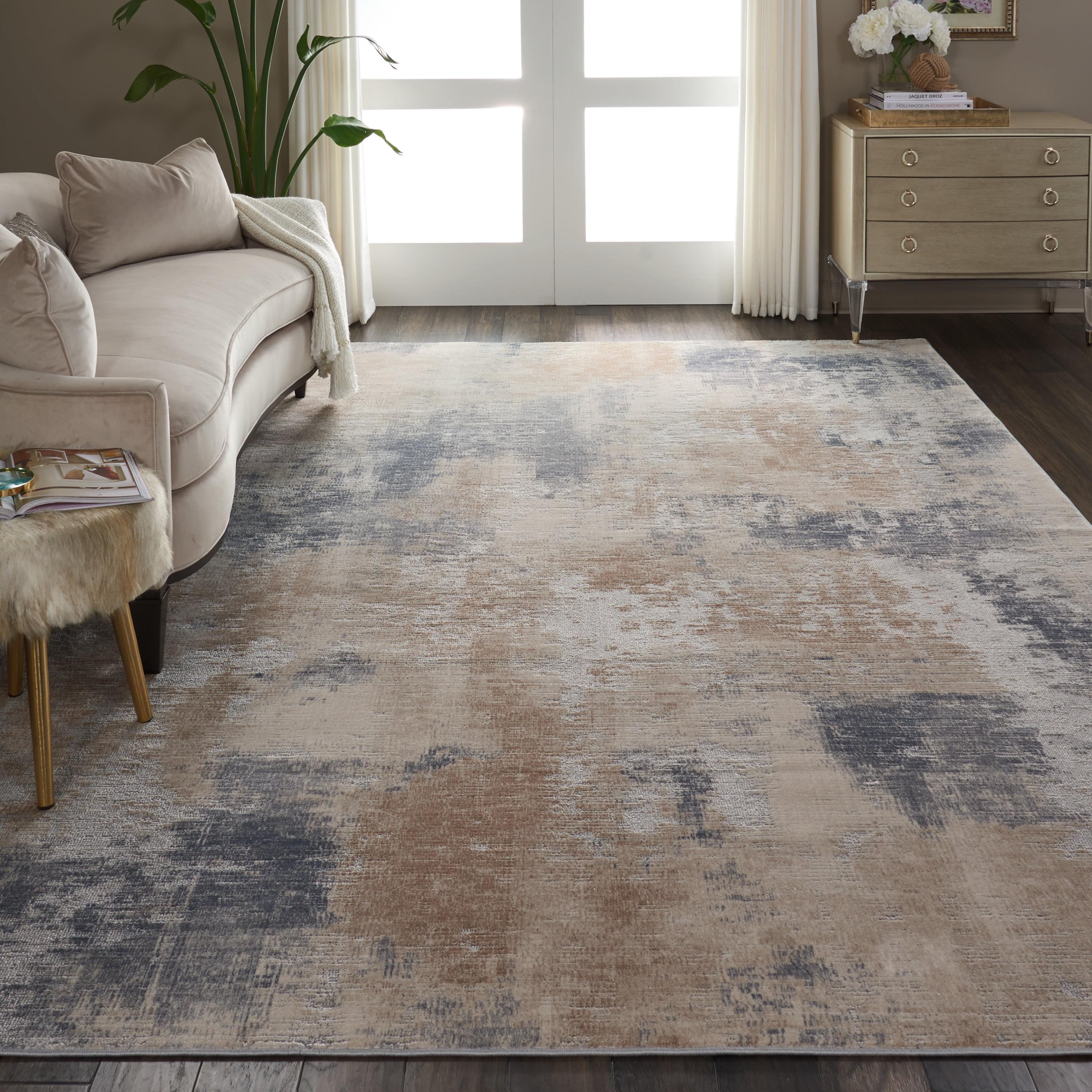 Rustic Textures Beige and Grey Abstract 9'3" x 12'9" Area Rug