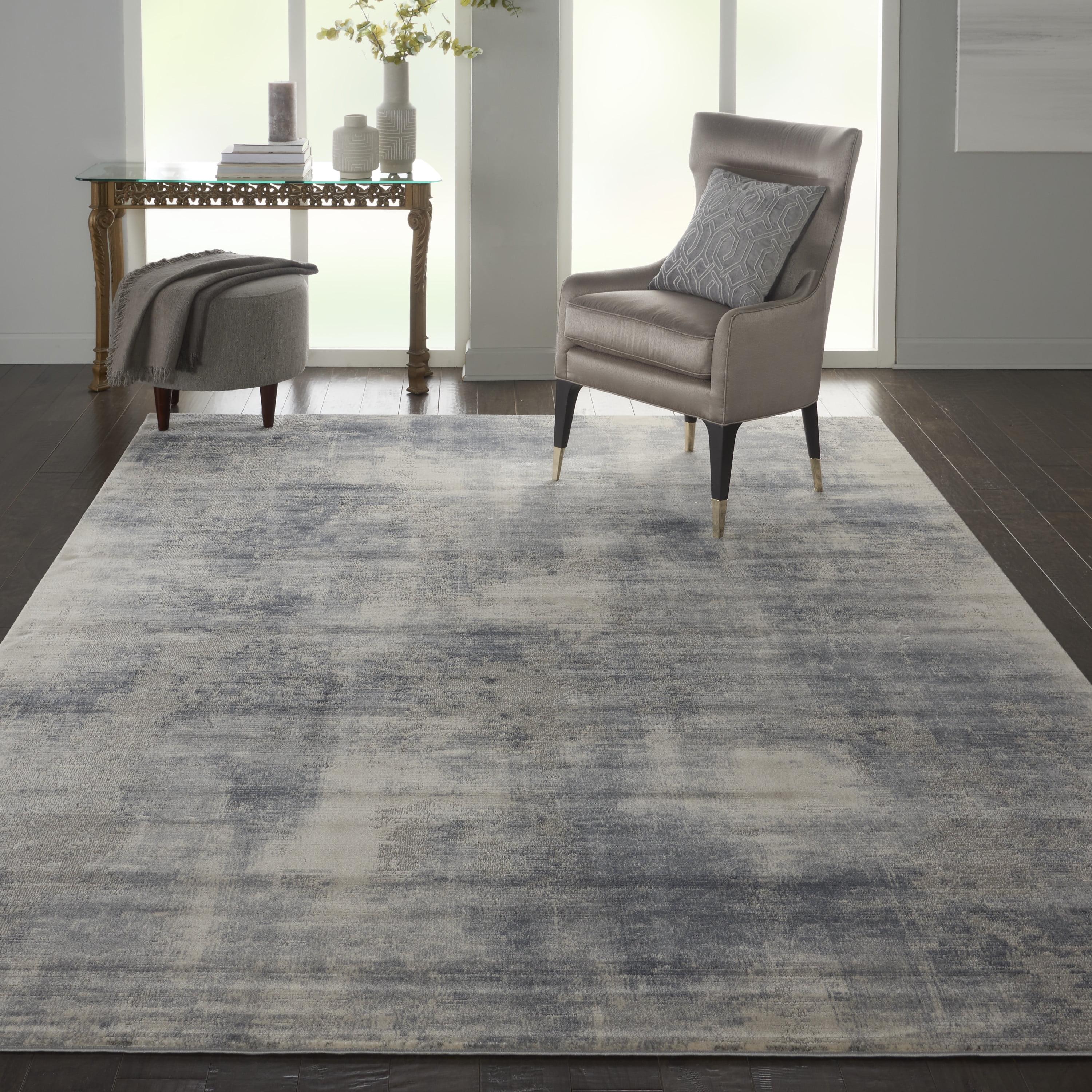 Nourison Rustic Textures Contemporary Abstract Indoor Area Rug Blue/Ivory 9'3" x 12'9"