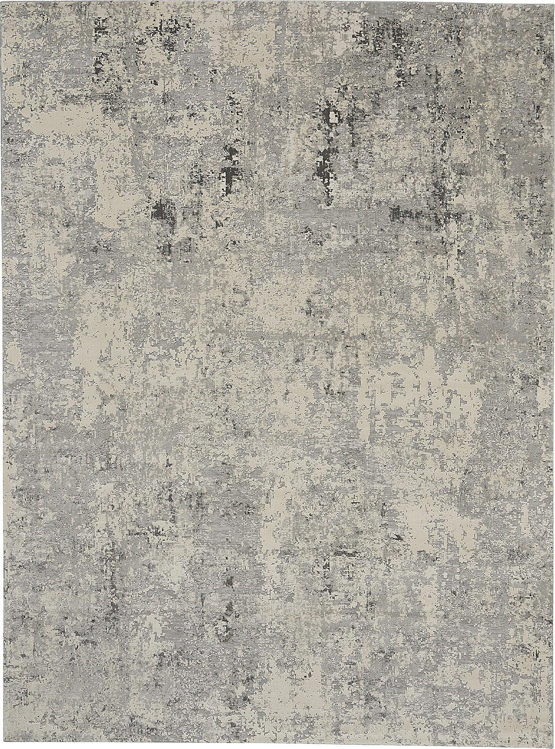 Abstract Elegance 7'10" x 10'6" Grey and Ivory Modern Area Rug