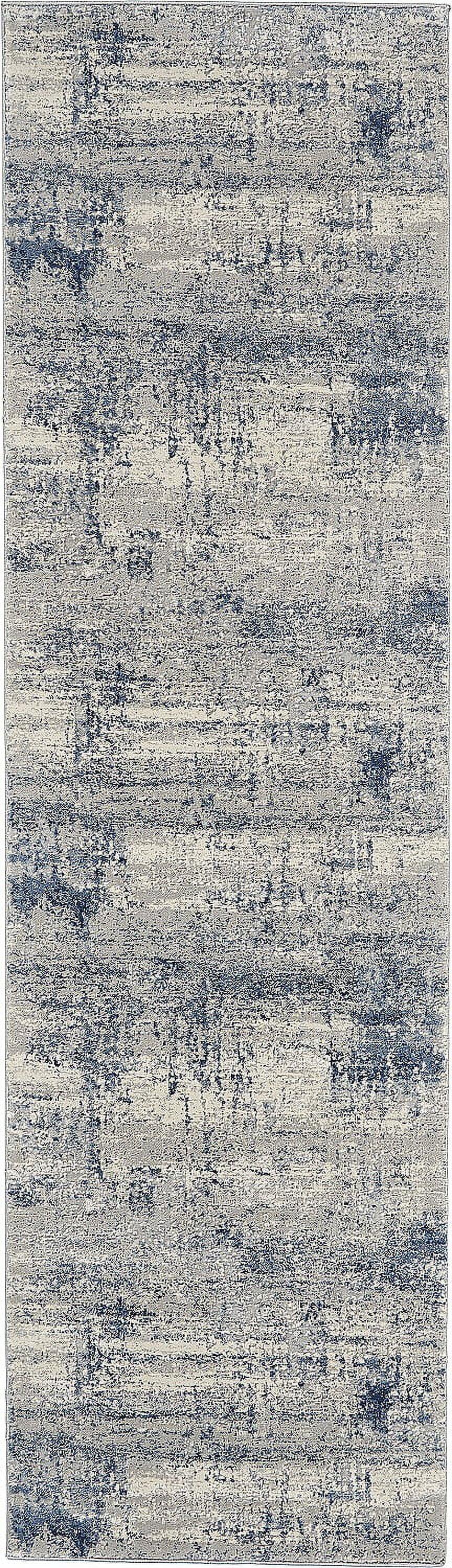 Nourison Rustic Textures Abstract Indoor Area Rug Ivory Blue 2'2" x 7'6"