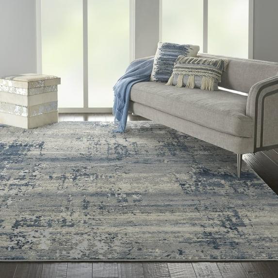 Nourison Rustic Textures Abstract Indoor Area Rug Ivory Blue 9'3" x 12'9"