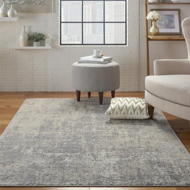 Nourison Rustic Textures Abstract Indoor Area Rug Ivory/Silver 3'11" x 5'11"