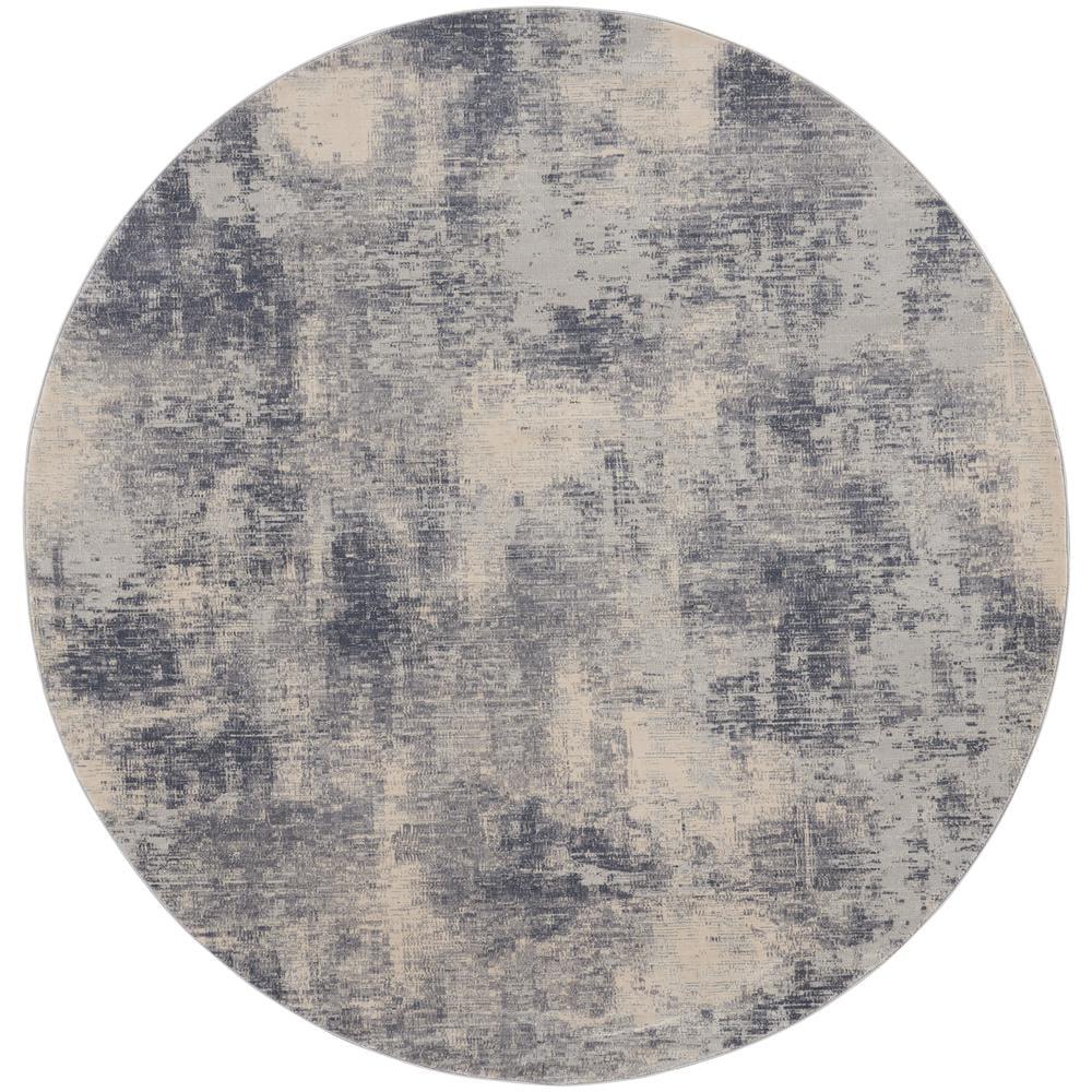 Nourison Rustic Textures Contemporary Abstract Indoor Area Rug Blue/Ivory 7'10" x round