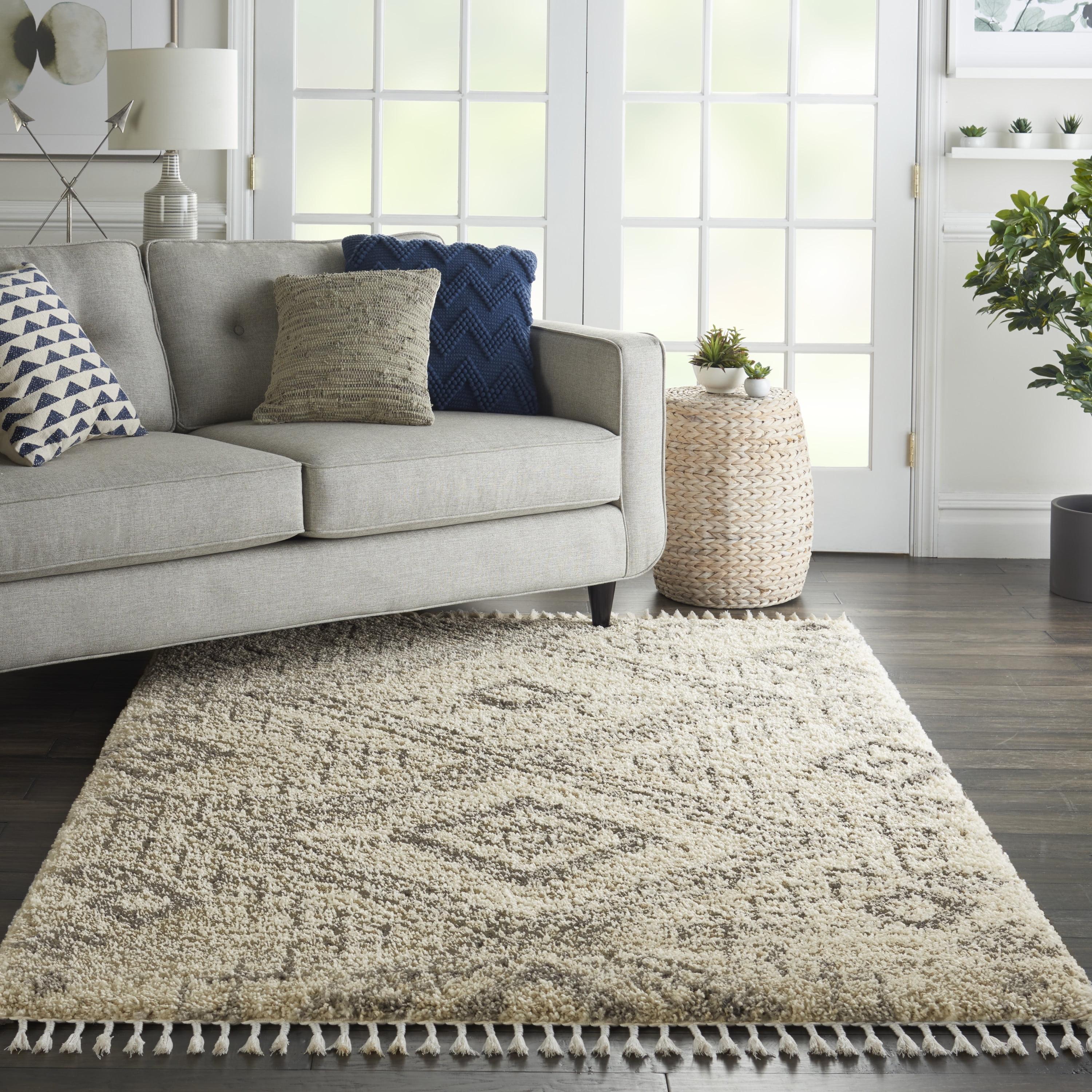 Nourison Scandinavian Shag Shag Ivory/Grey 4' x 6' Area Rug, (4x6)