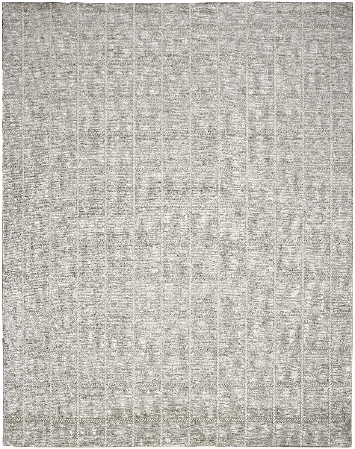 Light Grey Geometric 5' x 7' Synthetic Area Rug