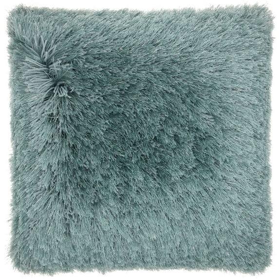 Nourison Shag Solid Celadon Decorative Throw Pillow , 20" x 20"