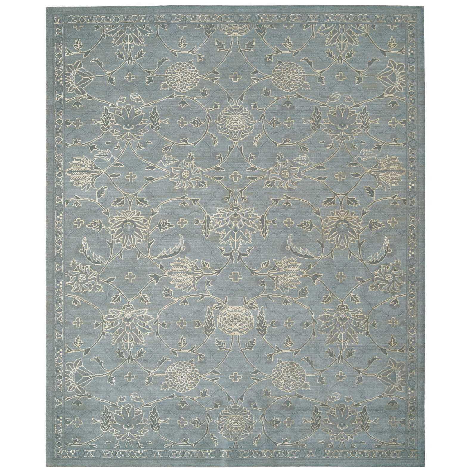 Ethereal Blue Silk & Wool 7'9" x 9'9" Abstract Area Rug