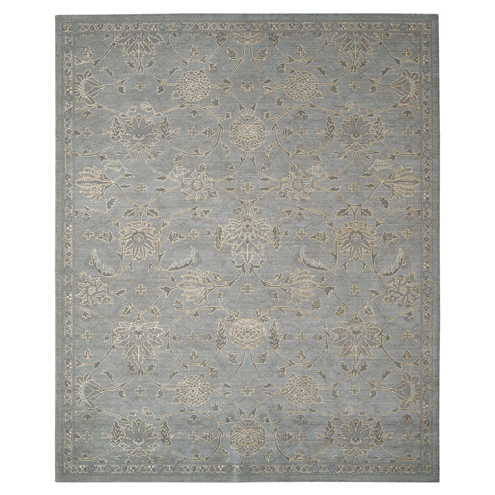 Ethereal Blue Silk & Wool 7'9" x 9'9" Abstract Area Rug