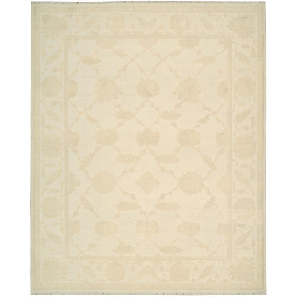 Nourison  Silk Pointe Area Rug Ivory 5'10" x 8'10" 6' x 9' Indoor, Handmade Beige