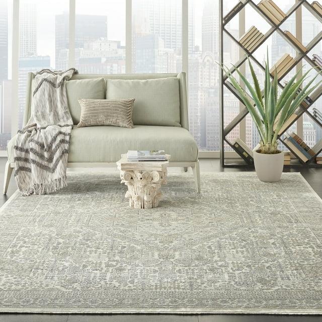 Nourison Silken Weave Floral Ivory Beige 7'10" x 10'2" Area Rug, (8x10)