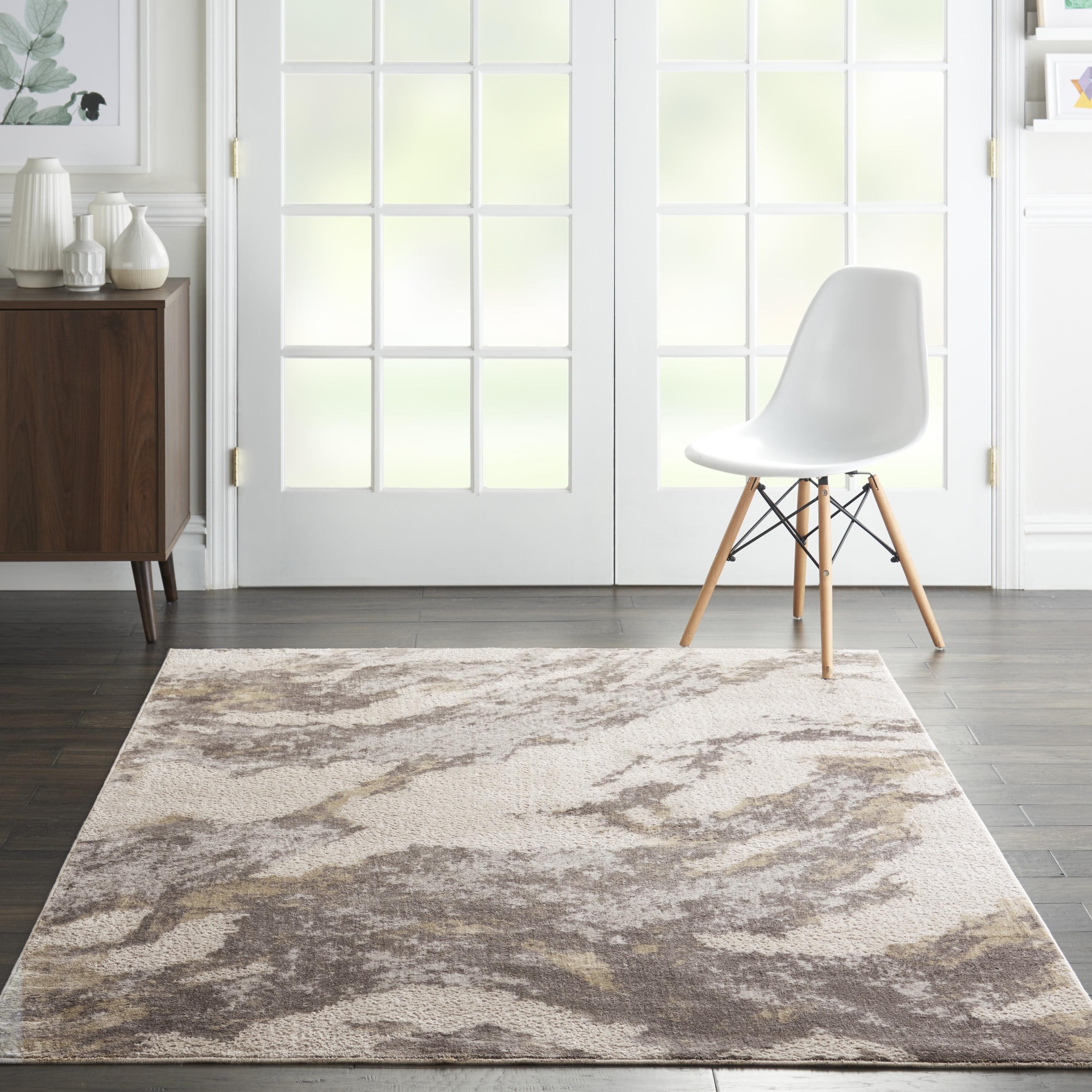 Handmade Brown Abstract Viscose and Cotton Area Rug 5' x 7'