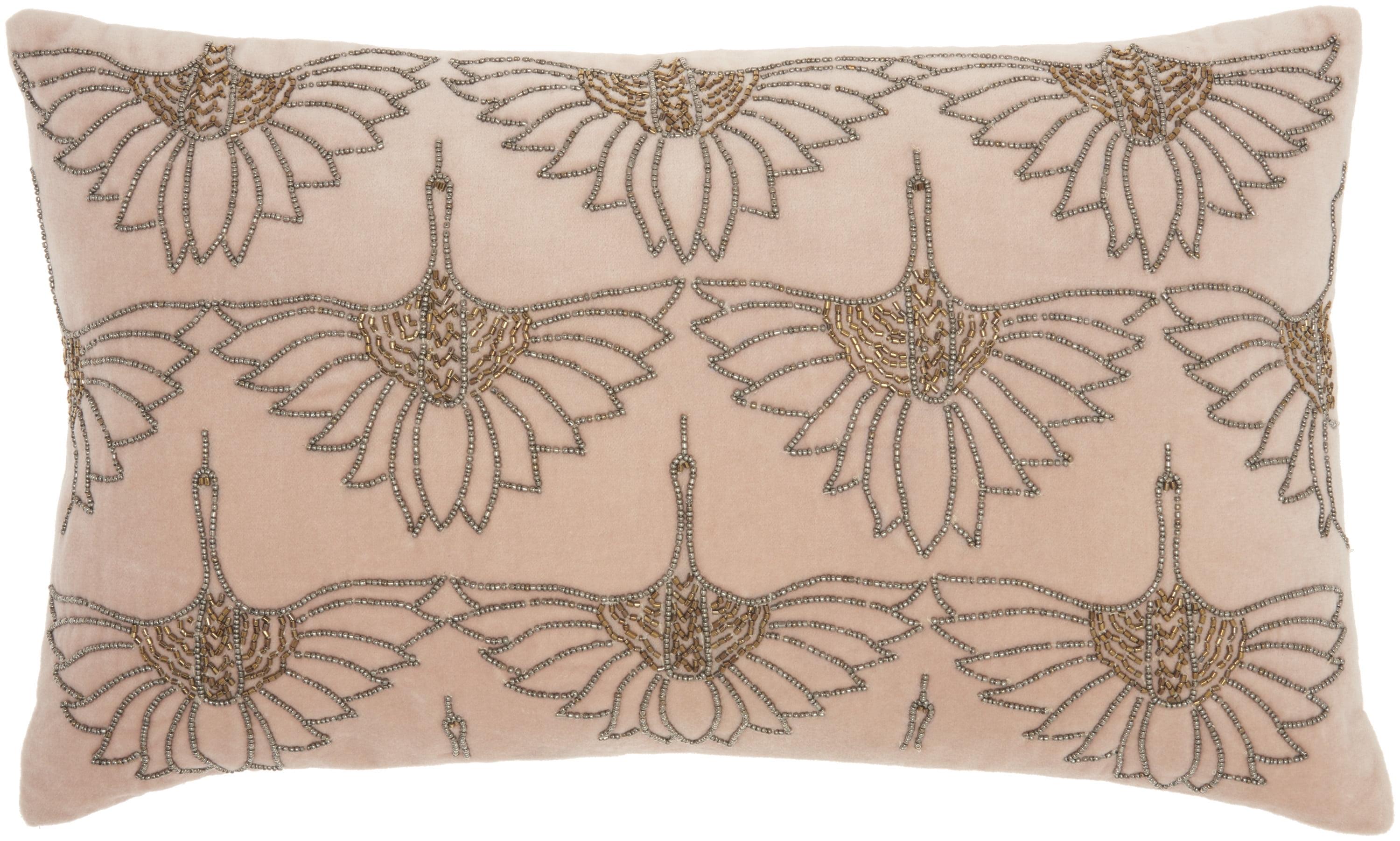 12"x20" Sofia Beaded Flowers Lumbar Throw Pillow - Mina Victory