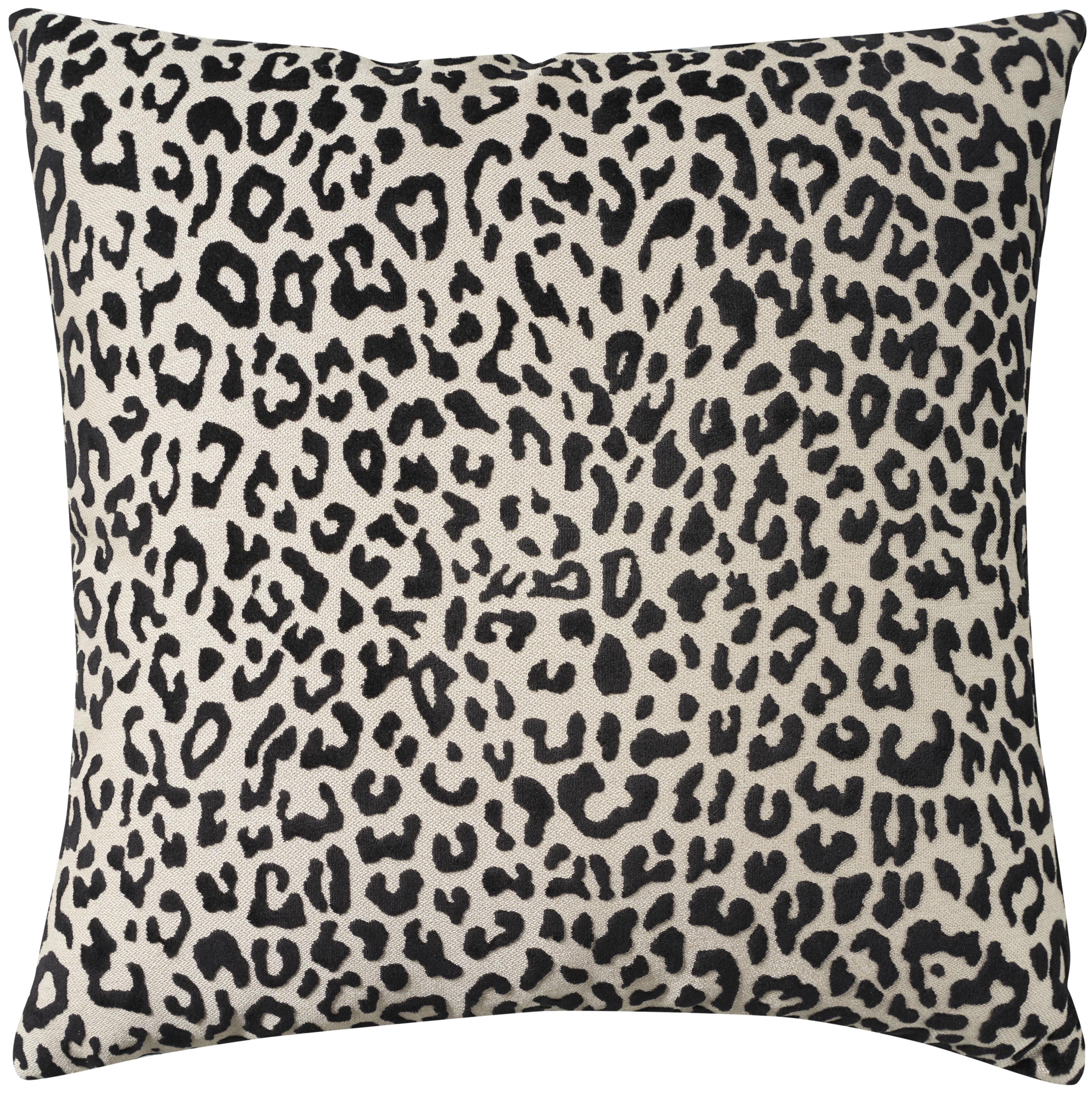 Sofia Jacquard Leopard Velvet 18" x 18" Black Throw Pillow