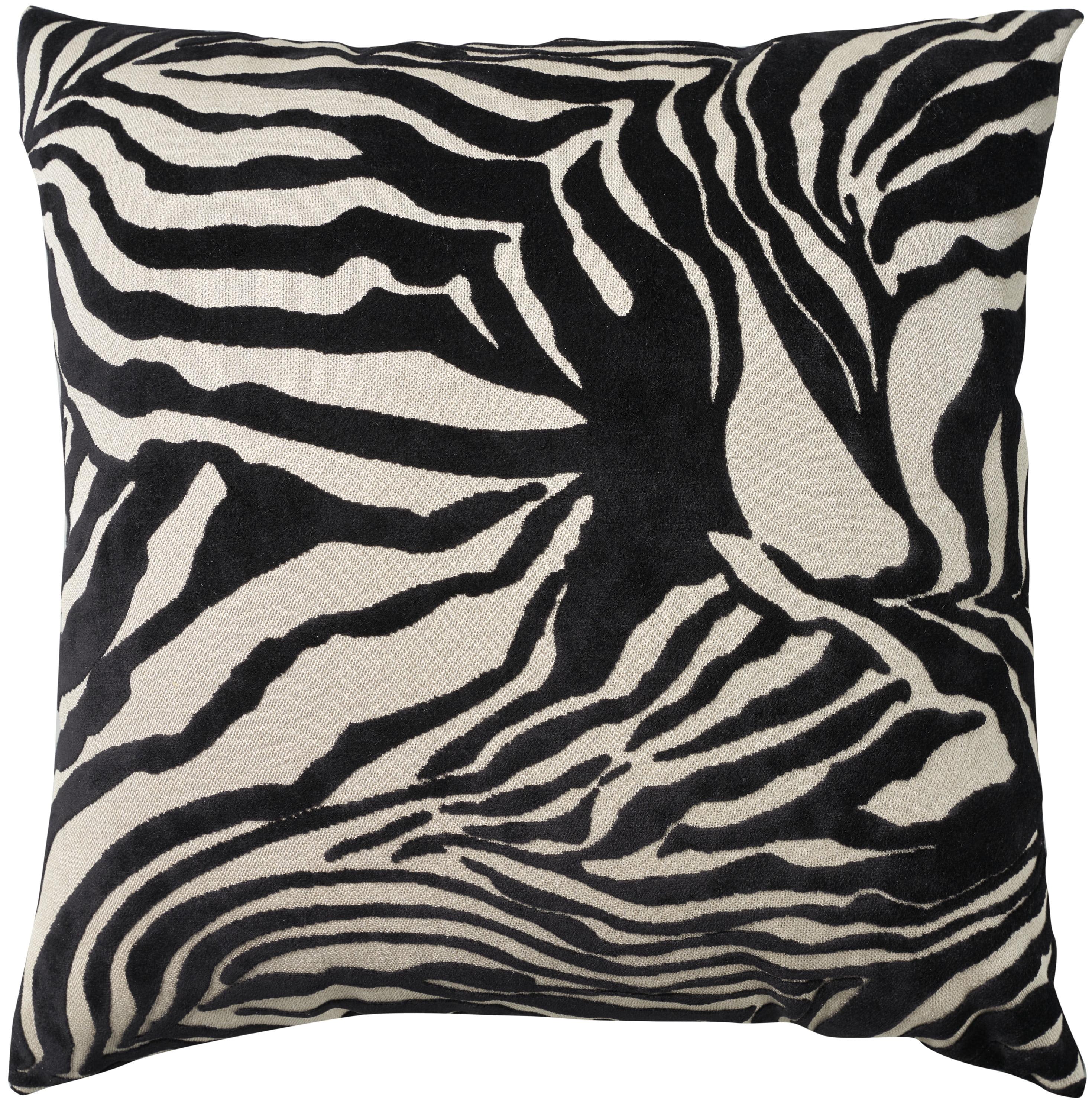 Sofia Black and White Zebra Velvet 18" Square Throw Pillow