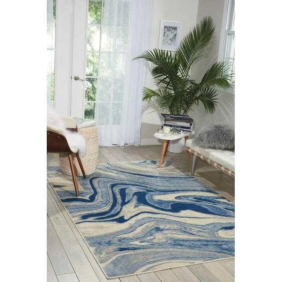 Nourison Somerset Abstract Light Blue 5'3" x 7'5" Area Rug, (5x7)