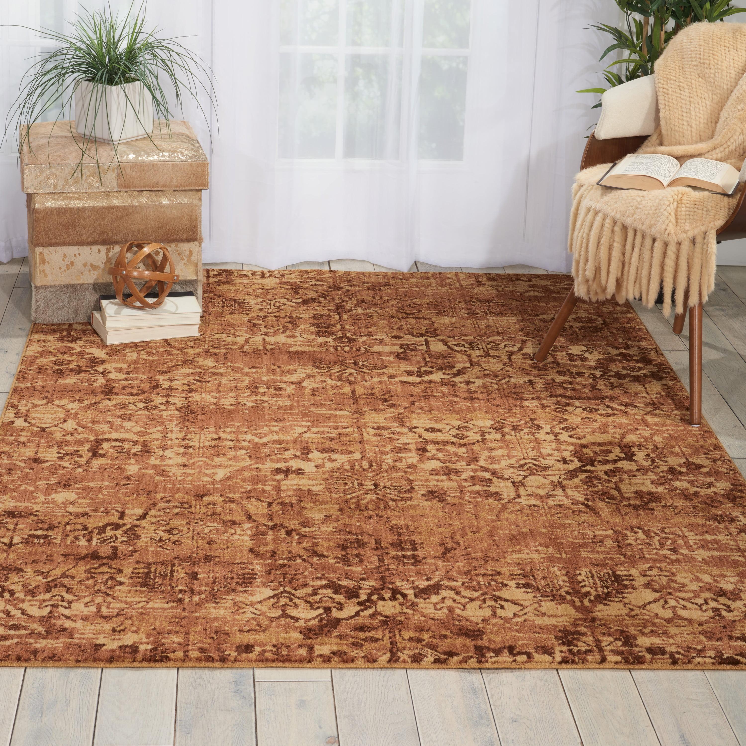 Latte Floral Easy Care Synthetic 5'3" x 7'5" Area Rug