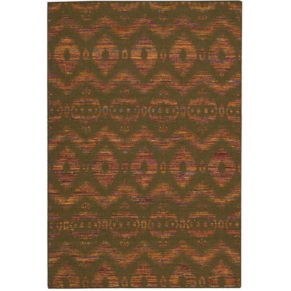 Handmade Orange and Brown Wool Silk Ikat Runner Rug