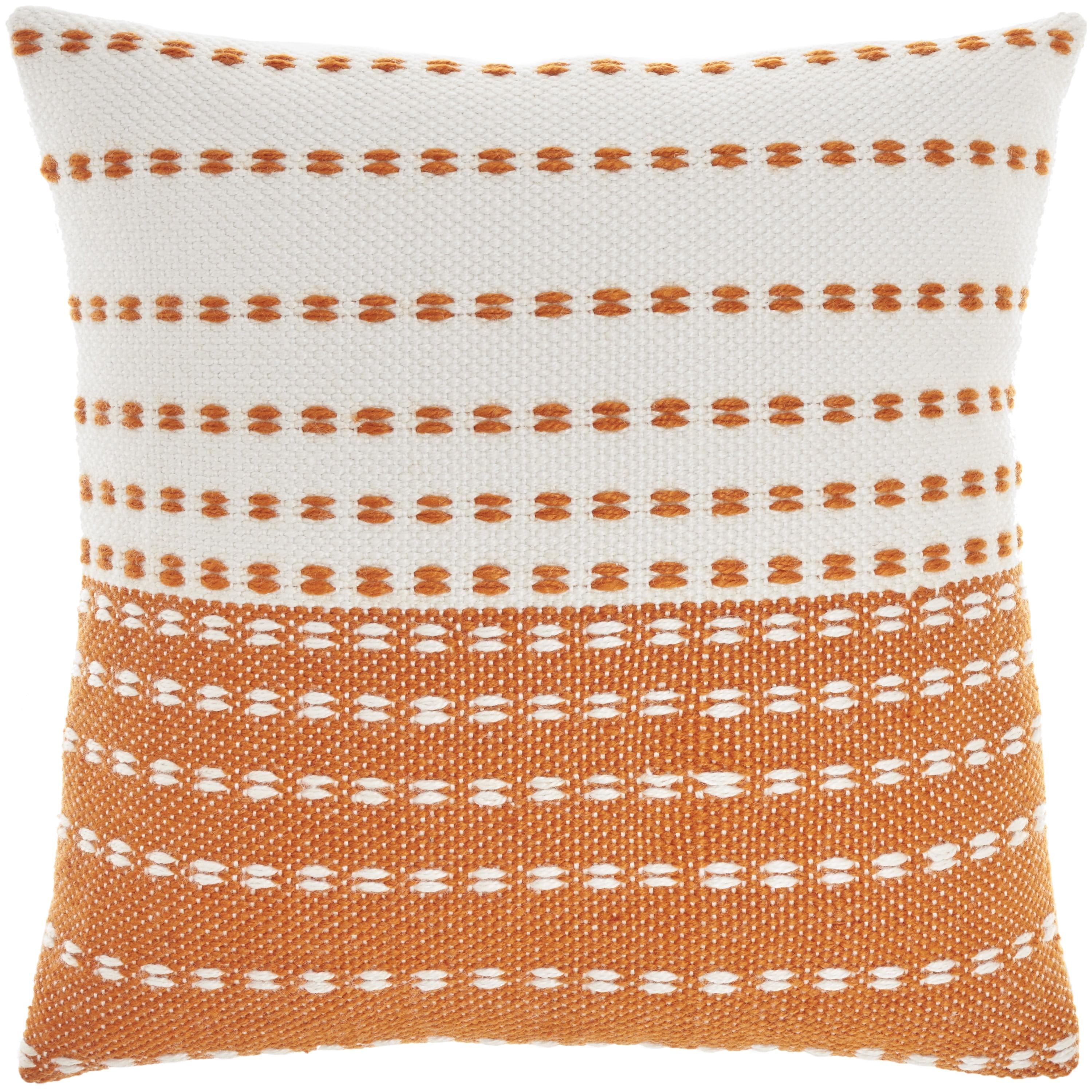 Bright Orange Stitched 18" Square Indoor/Outdoor Throw Pillow