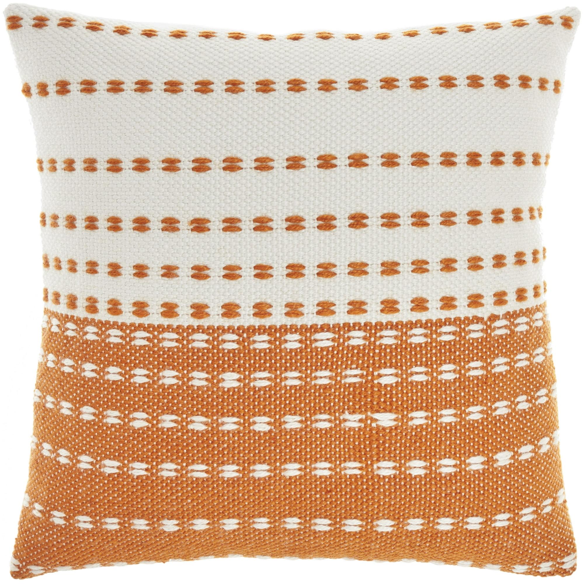 Nourison Stitched Stripe Orange 18" x 18" Indoor/Outdoor Throw Pillow