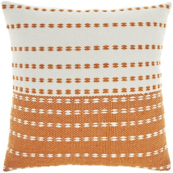Nourison Stitched Stripe Orange 18" x 18" Indoor/Outdoor Throw Pillow