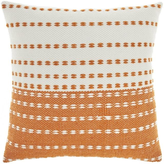 Nourison Stitched Stripe Orange 18" x 18" Indoor/Outdoor Throw Pillow