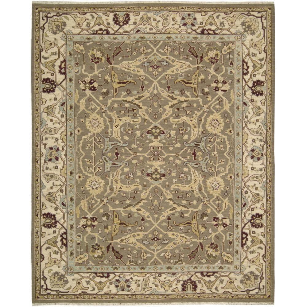 Handmade Floral Mushroom Wool Rectangular Rug 9' x 12'