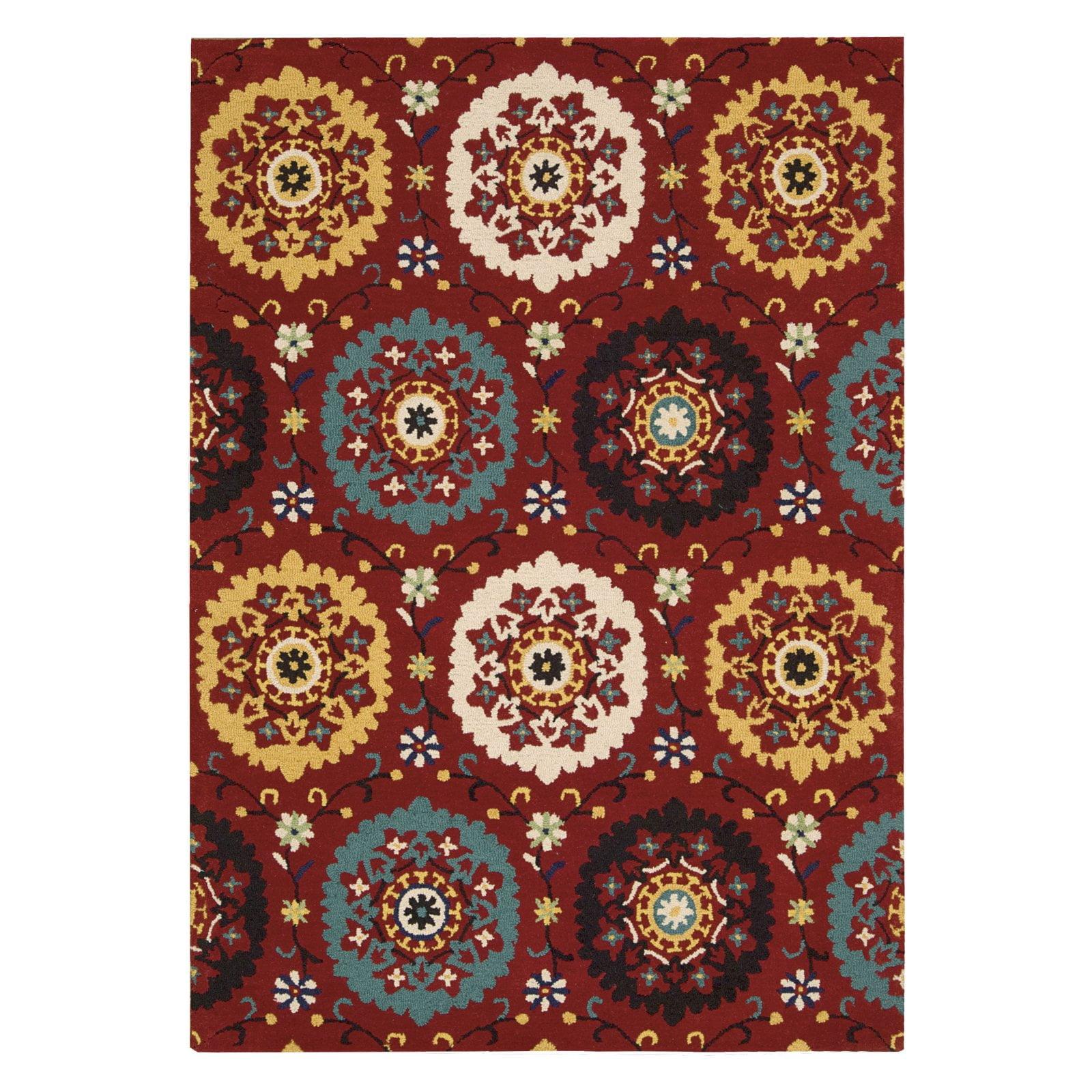 Handmade Red Floral Wool Tufted 3' x 5' Rug