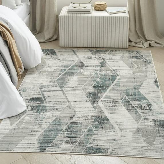 Nourison Thalia Distressed Contemporary Indoor Rug Grey Beige 5'3" x 7'3"