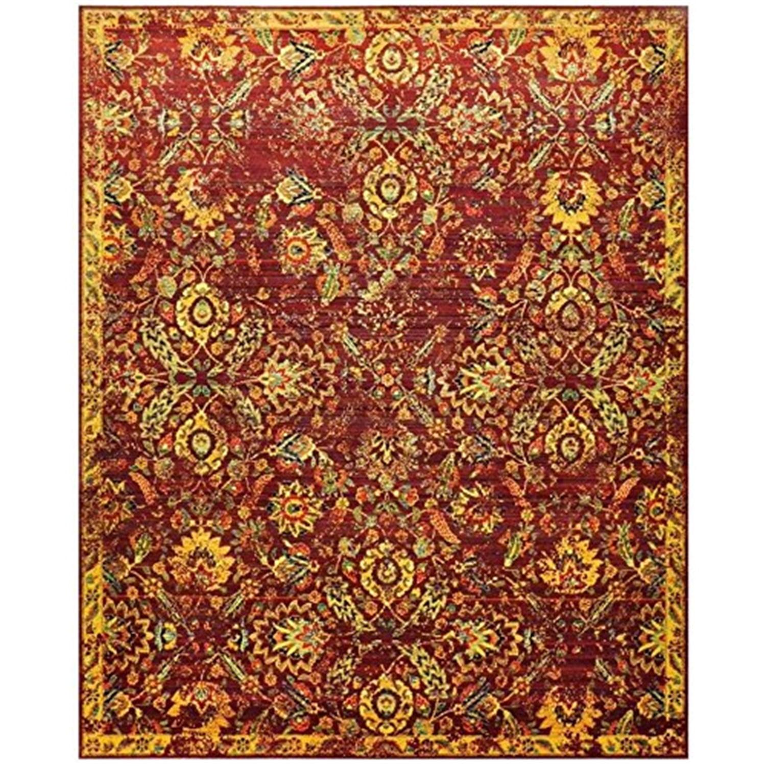 Traditional Red Wool Blend 10' x 13' Rectangular Rug