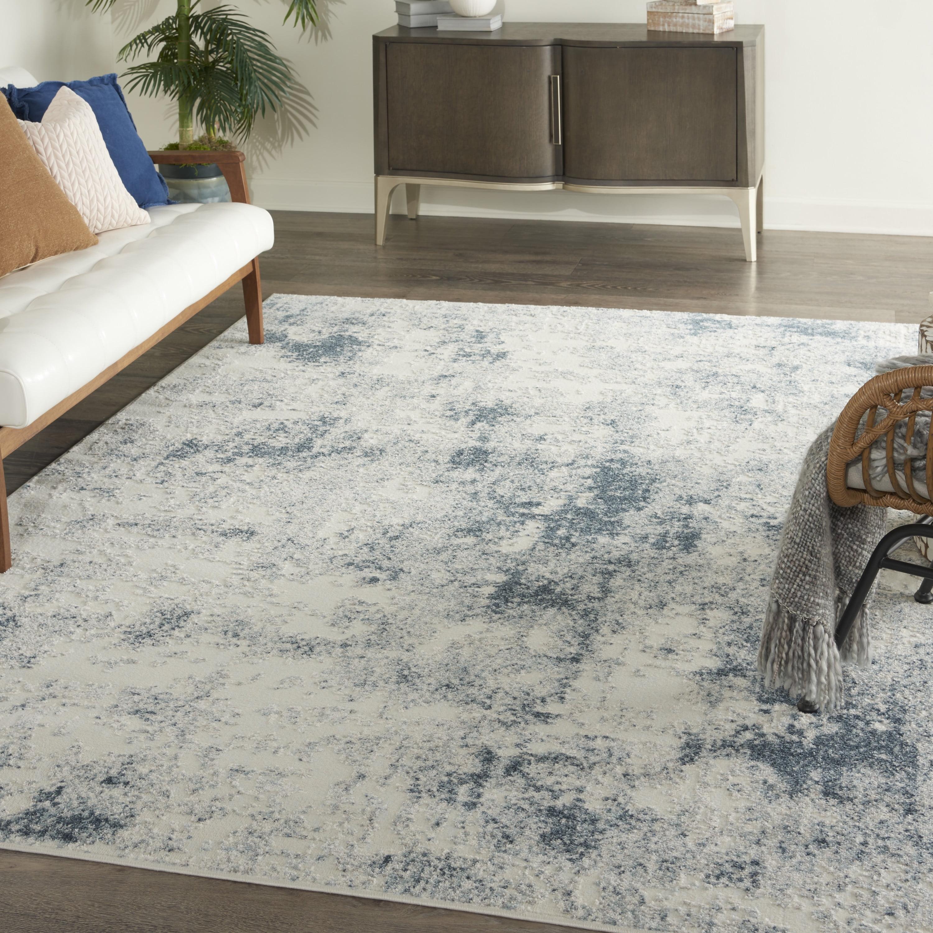 Ivory Blue Abstract 6'6" x 9'6" Area Rug