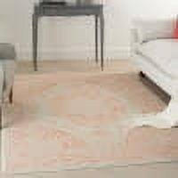 Ivory and Pink 5'3" x 7'3" Synthetic Rectangular Area Rug