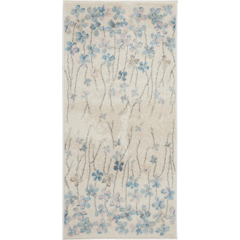 Elegant Ivory Floral Viscose 2' x 4' Rectangular Area Rug