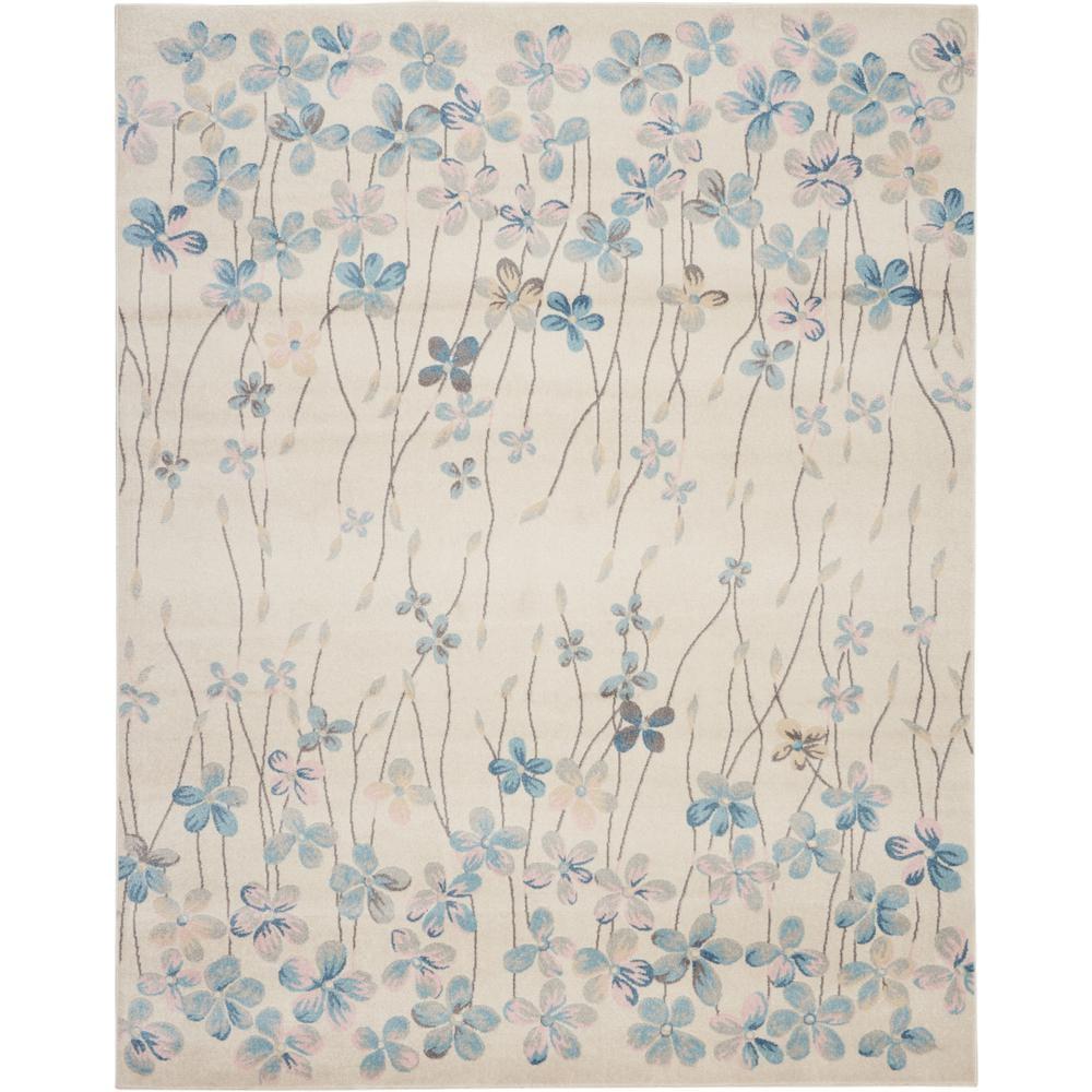 Ivory Bliss Floral Viscose 8' x 10' Easy-Care Area Rug