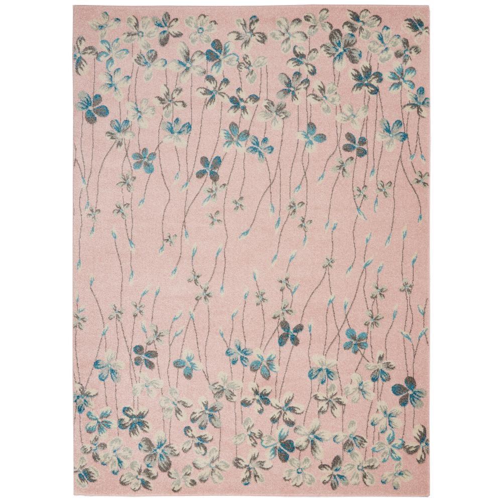 Serene Blossom Pink Floral 5'3" x 7'3" Easy-Care Area Rug