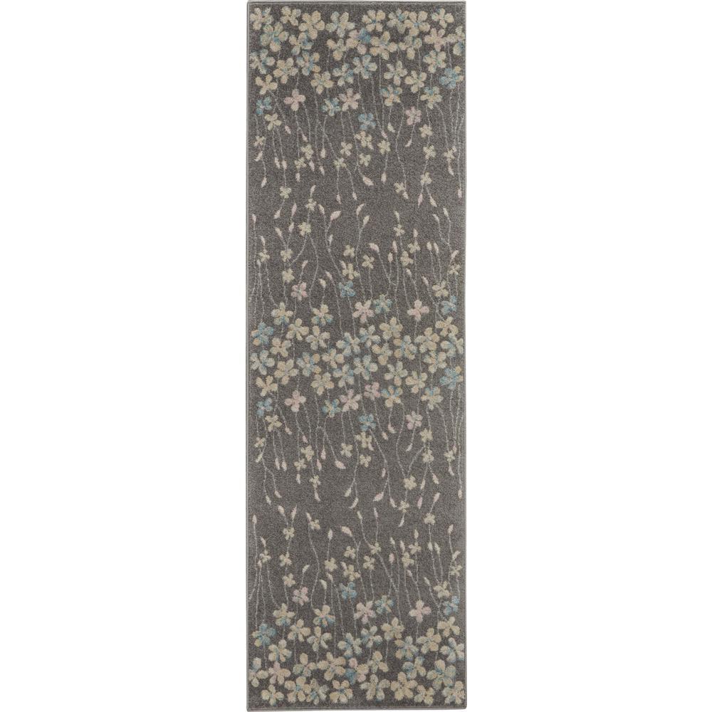 Tranquil Blossom Grey/Beige Viscose Floral Runner Rug 2'3" x 7'3"