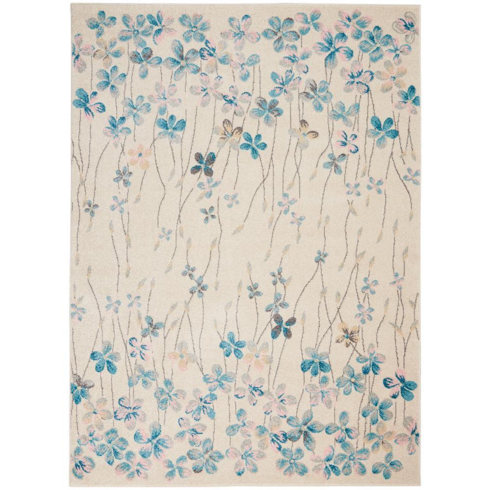 Ivory Floral Bliss Synthetic 6' x 9' Easy-Care Area Rug