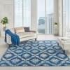 Elegant Navy & Light Blue Floral Synthetic 8' x 10' Area Rug