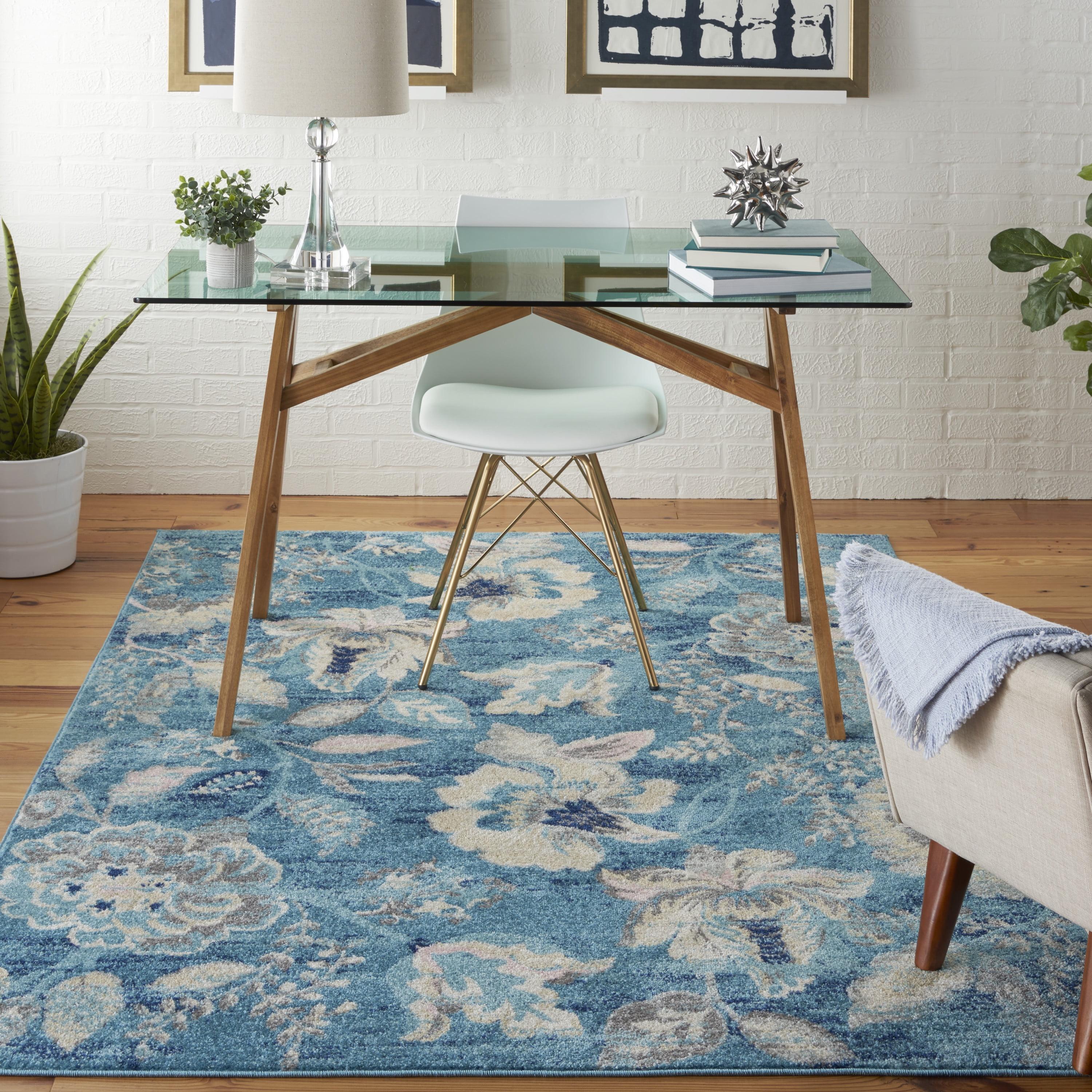 Nourison Tranquil 6' X 9' Turquoise Area Rug French Country Eclectic Floral by Nourison