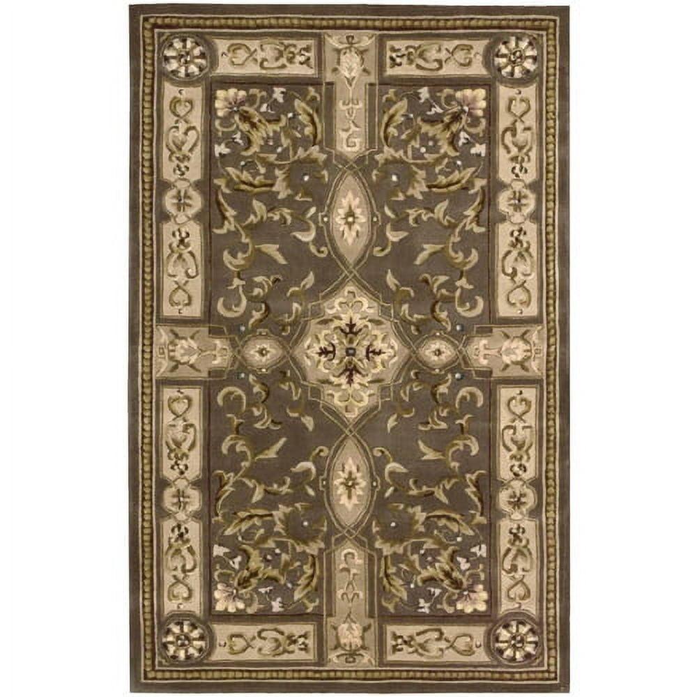 Ivory Floral Handmade Wool Tufted 9'6" x 13'6" Rug