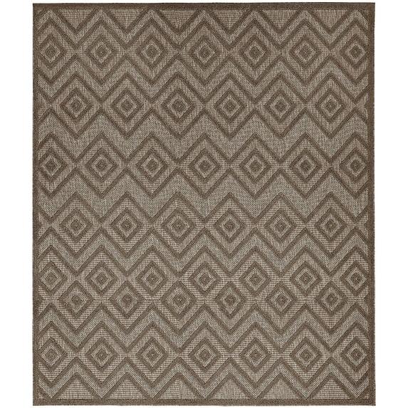 Nourison Versatile Diamond Geometric Flatweave Indoor Outdoor Area Rug Brown 9' x 12'