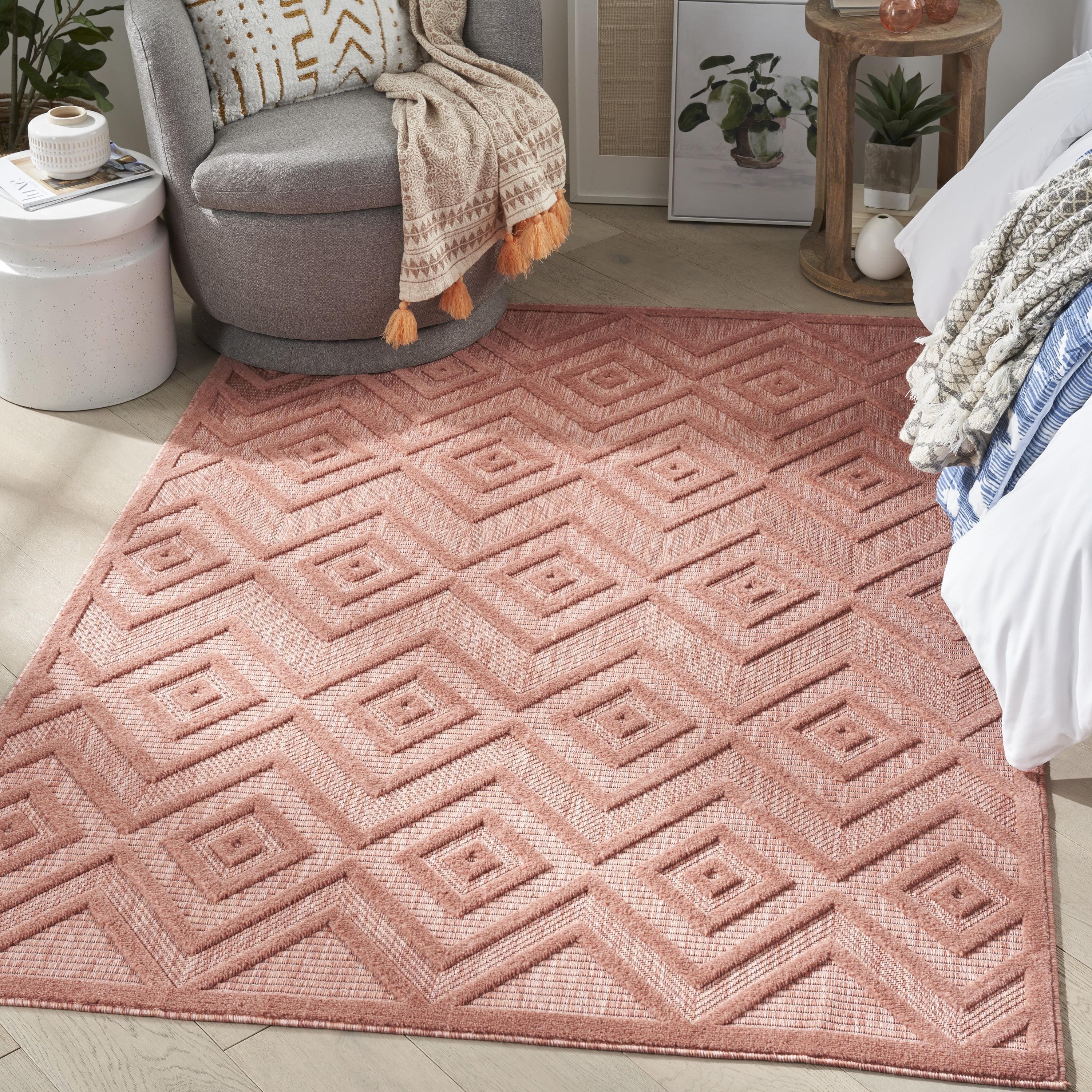 Nourison Versatile Diamond Geometric Flatweave Indoor Outdoor Area Rug Coral/Orange 5' x 7'