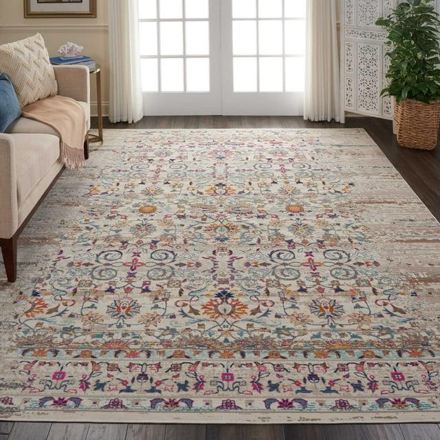Nourison Vintage Kashan VKA02 Ivory/Light Blue/Orange Indoor Area Rug - 7'10 x 9'10