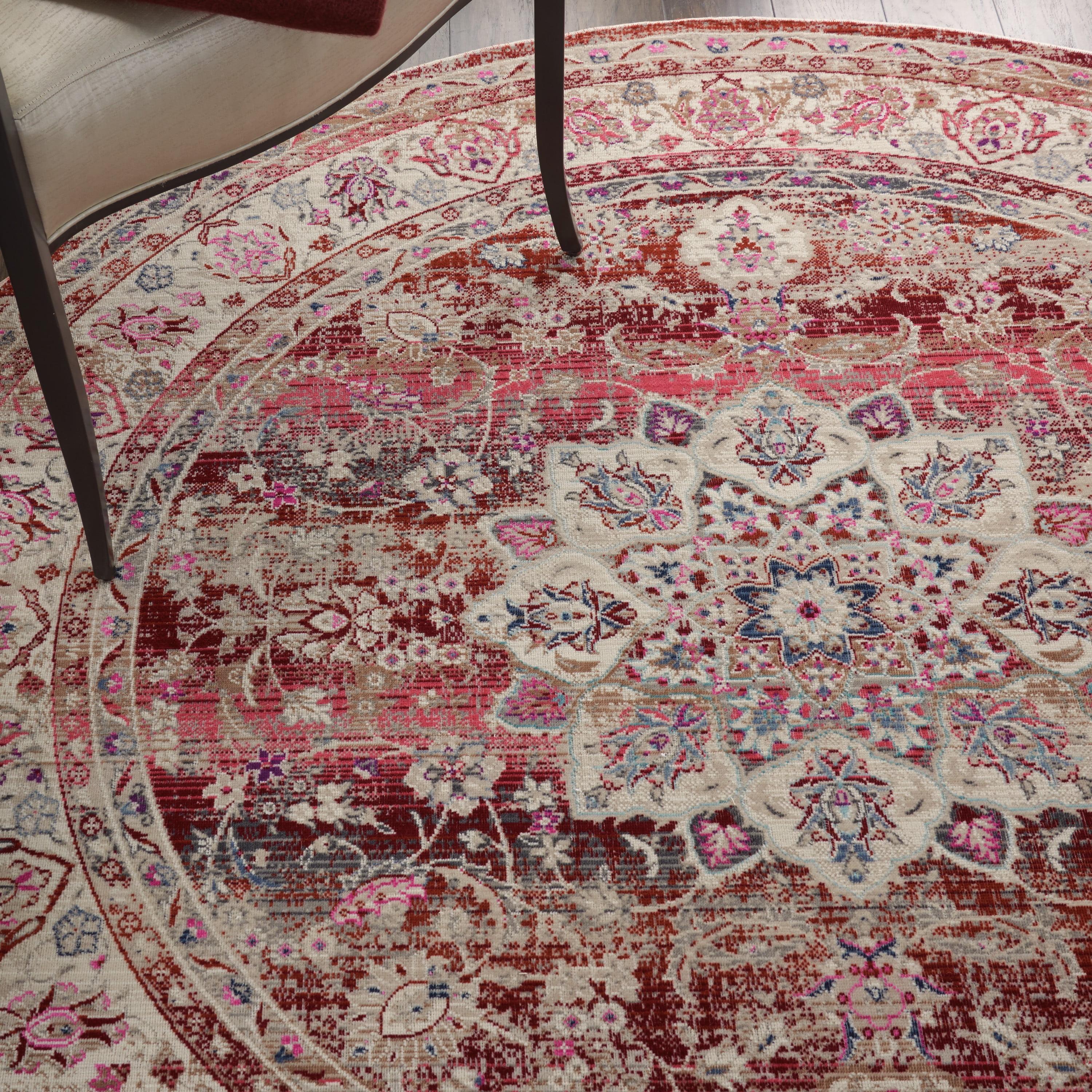 Nourison Vintage Kashan VKA01 Burgundy/Ivory/Blue Indoor Area Rug - 6' x ROUND