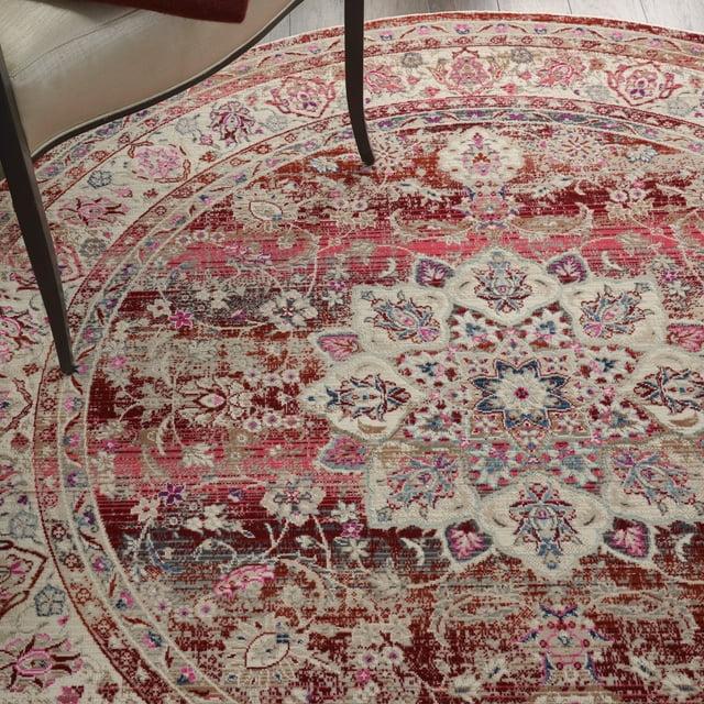 Nourison Vintage Kashan VKA01 Burgundy/Ivory/Blue Indoor Area Rug - 6' x ROUND