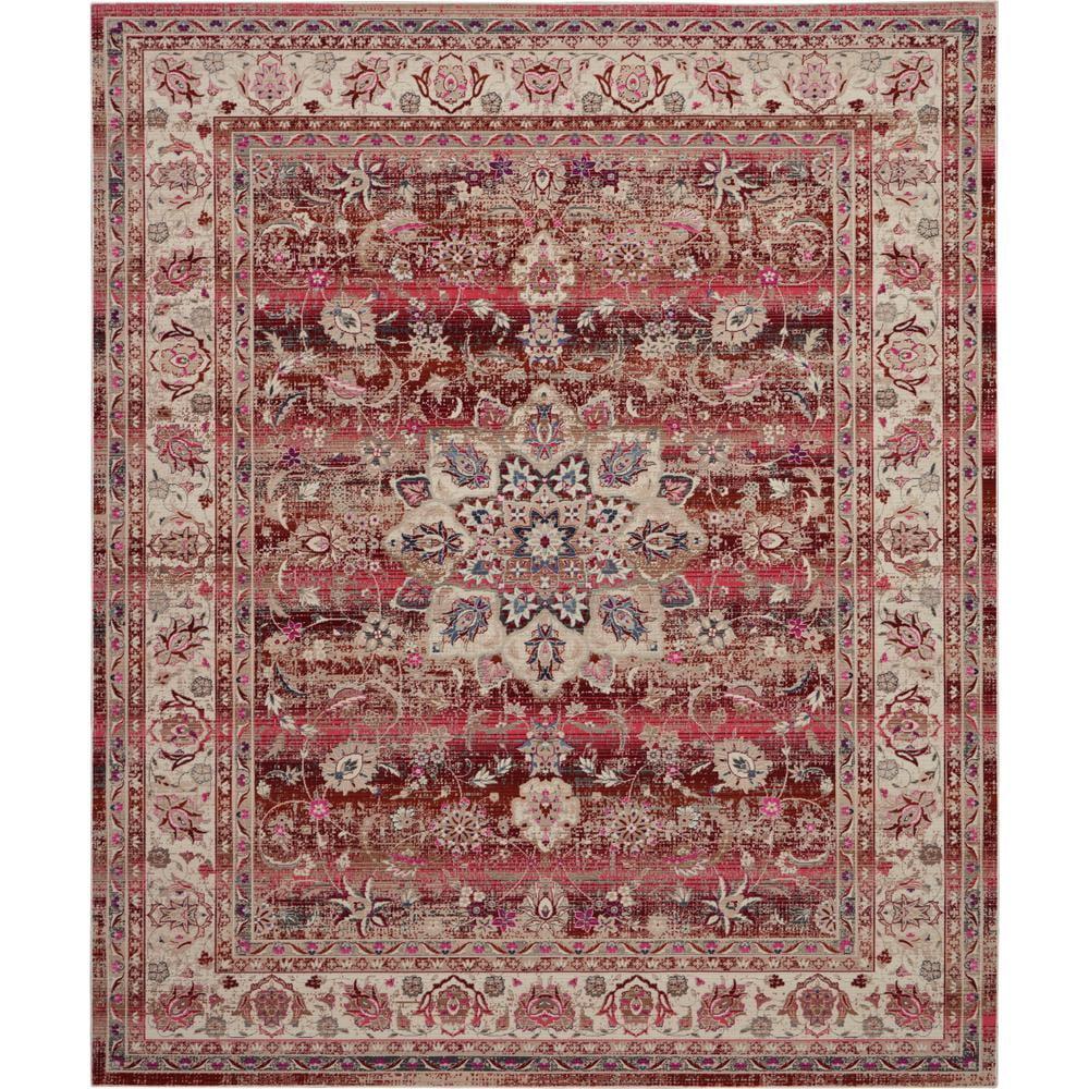 Nourison Vintage Kashan VKA01 Burgundy/Ivory/Blue Indoor Area Rug - 7'10 x 9'10