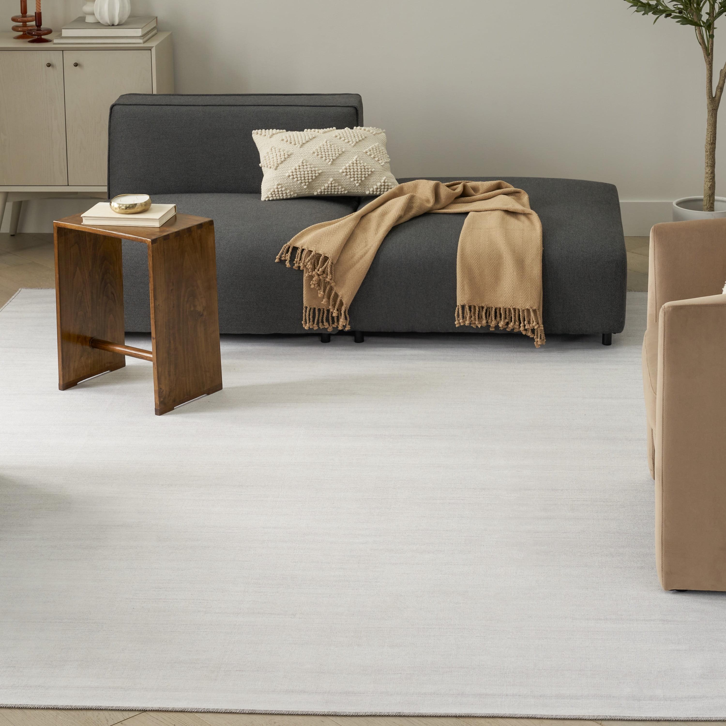 Ivory Grey 9' x 12' Washable Viscose Area Rug