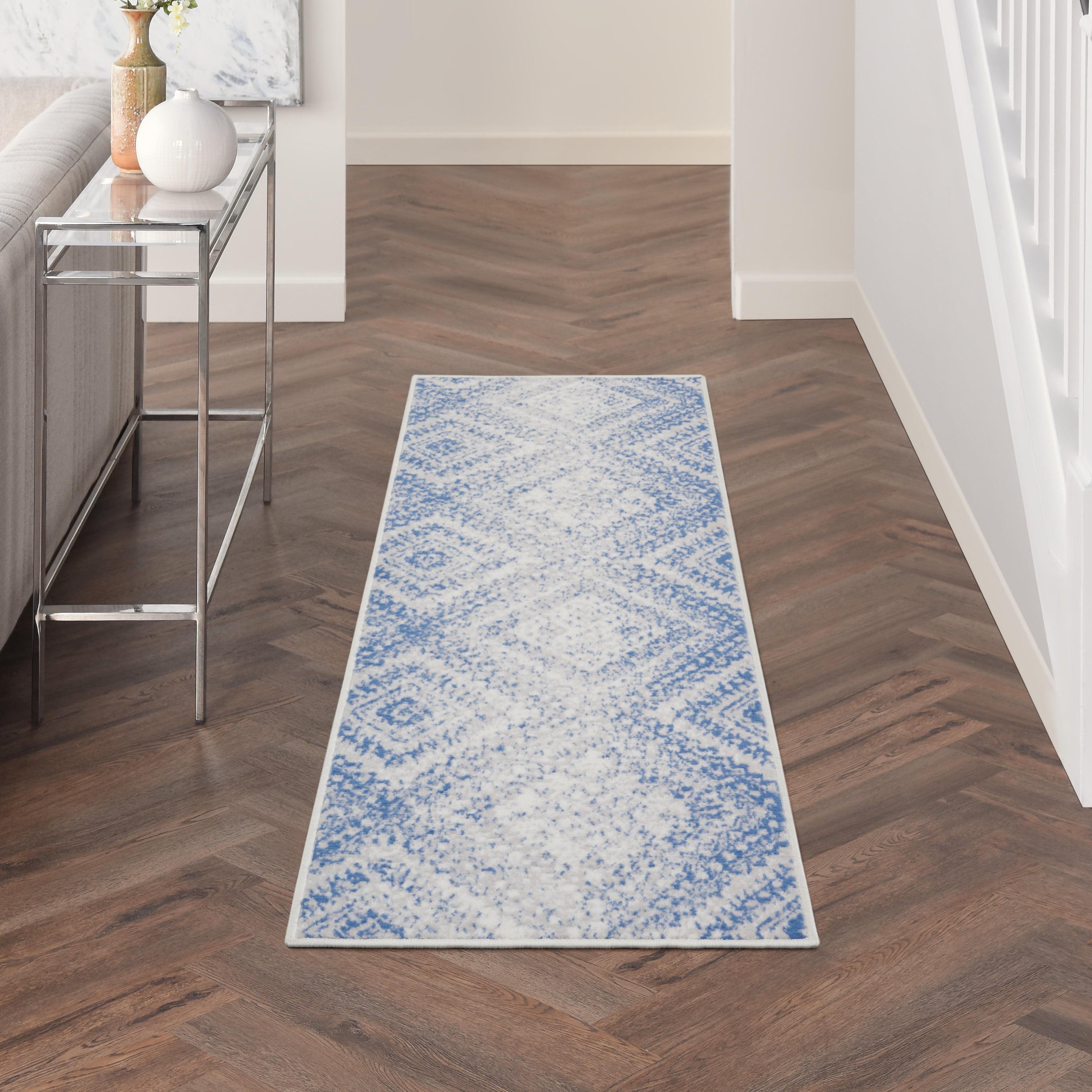 Nourison Whimsicle Boho Farmhouse Ivory Blue 2' x 6' Area Rug, (6' Runner)